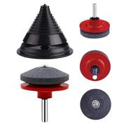 Set di affilatrice e bilanciatore per tosaerba: include 4 pietre per affilare e 1 bilanciatore per attrezzi da prato e da giardino(Red)
