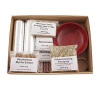 Set di affumicatori "pulizia della casa" - 9 cucchiaini - miscela di erbe pulizia con incenso Oman Al-Hojari & Resina affumicata Mirra - Ciotola di incenso & accessori con istruzioni - Confezione
