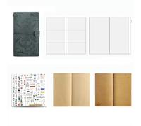 Set di agenda vintage con cinturino in pelle, formato A6, in carta kraft, con tasca per carte in PVC e tasca con cerniera, diario ricaricabile per diario creativo, pianificazione quotidiana e