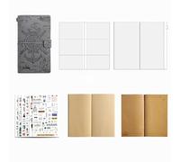 Set di agenda vintage con cinturino in pelle, formato A6, in carta kraft, con tasca per carte in PVC e tasca con cerniera, diario ricaricabile per diario creativo, pianificazione quotidiana e