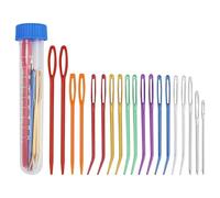 Set di aghi per filato, 19 pezzi, punta curva, aghi per filo, occhiello grande, aghi smussati, filo da cucito a mano, set di aghi da cucito con aghi da cucito in plastica per lavorare a maglia,