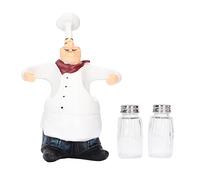 Set di agitatori per sale e pepe con statua dello chef con vasetti funzionali decorativi per figurine di chef in resina dipinta a mano per la caffetteria del ristorante della