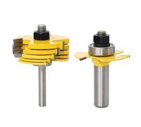 Set Di Ali Taglierina 2x Punta Con Gambo Per Fresa Regolabile Con Slot Da 3