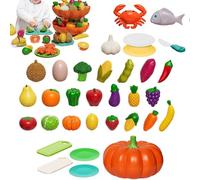 Set di alimenti da gioco per la cucina dei bambini, assortimento realistico, giocattolo educativo per bambini, negozio di supermercato, alimentare, fattoria, carrello della spesa, cucina