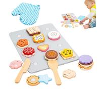 Set di alimenti giocattolo da cucina, gioca il tuo set di cibo per bambini | Set di alimenti da gioco con biscotti per bambini in legno - Giocattolo da cucina per bambini, simpatico set da dessert per