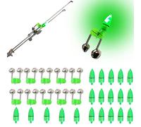 Set di allarme per pesca notturna a LED con 20 luci a clip e 10 campanelli di allarme, kit di rilevamento del morso impermeabile per condizioni di scarsa illuminazione