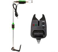 Set di allarme wireless per pesca alla carpa, con LED per luce notturna e ricevitore per uso di canne da pesca, tono regolabile, sensibilità del volume rosso, blu, verde, 22 cm (verde)
