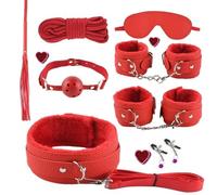 Set Di Allenamento Di Coppia In Pelle A 8 Pezzi, Polsini Regolabili, Fasce Di Tensione Per Mani E Piedi, Accessori Sportivi, Regalo Originale (Rosso)