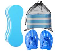 Set di allenamento per adulti - Pull Buoy + pagaie per le mani, combo per rafforzare la forza, allenamento in piscina e in acque libere, attrezzatura da nuoto per uomini e donne (blu)