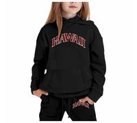 Set di allenamento per ragazze 2 pezzi abiti autunno con cappuccio Hawaii tuta set bambini attivo con cappuccio comodo tuta felpa a maniche lunghe tuta set accogliente, Nero , 2-3 Years