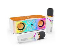 Set di altoparlanti trasparenti per karaoke con microfono BT e altoparlanti con 2 microfoni wireless, luce a LED colorata, microfono portatile, regalo per karaoke, festa di compleanno, all'aperto,