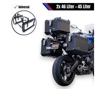 Set Di Alu Con Supporto Universale 45L & 46L Nero Top & Borse Laterali Moto