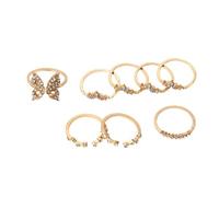 Set di Anelli a Catena in Oro Boemo per Le Donne Fashion Crystal Butterfly Star Moon Flower Knuckle Finger Ring Regalo di Gioielli di Tendenza Femminile Fashion Processing