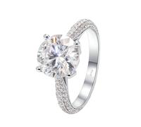 Set di anelli da donna, anello da donna, 4 artigli, 0,3 carati, rotondo, moissanite, oro bianco, regalo di nozze, 12 (16,6), Oro bianco 14 carati (585), Moissanite