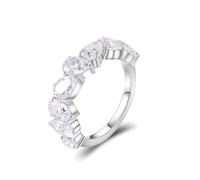 Set di anelli da donna, anello di promessa gotico a forma di pera con moissanite, regalo unico, L 1/2, Oro bianco 18 carati, Moissanite