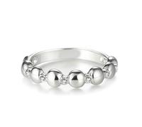 Set di anelli da donna, con dita piccole, con perle e diamanti, oro bianco 14 carati, misura 47 (15,0)