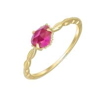 Set di anelli da donna con simbolo dell'infinito e corindone rosa a forma di goccia, in oro giallo 9 carati, 62 (19.7), oro giallo 9 K, Corindone