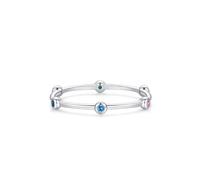 Set di anelli da donna, delicato e sottile, con gemme multicolore, in argento 9 K, misura 63 (20,1)
