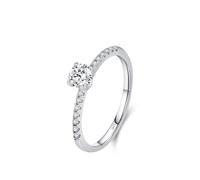 Set di anelli da donna in argento 925, anelli di nozze, semplice solitario con quattro denti, regalo per anniversario di matrimonio, 57 (18.1), argento 925, Zirconia cubica
