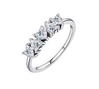 Set di anelli da donna in oro bianco con cuore con moissanite regali da donna, Oro bianco 14 car, Moissanite
