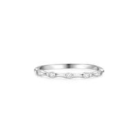 Set di anelli da donna, per matrimonio, in bambù, argento con taglio rotondo, diamante bianco 18 carati, misura 53 (16,9)