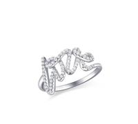 Set di anelli da donna vintage, con lettera d'amore, in argento con taglio rotondo, da laboratorio, diamante bianco 18 carati, misura 58 (18,5)