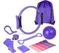 Set di anelli da pilates, 13 pezzi, accessori per l'allenamento di donne, palla da pilates, cintura di dilatazione, Magic Circle, anello da yoga, palestra, zaino, fascia di resistenza (viola)