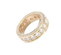 Set di anelli dell'amicizia da uomo, delicati con moissanite bianca rotonda in oro giallo 14 carati