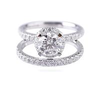 Set di anelli dell'amicizia, per proposta di matrimonio, con moissanite da 2 carati, in oro bianco 14 carati, misura 67 (21,3)