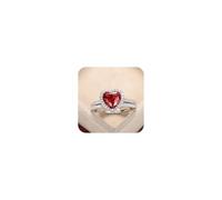 Set di anelli di alone del cuore rosso scintillante 925 sterling sterling zirconi di zirconia Solitaire Dichiarazione di fidanzamento per le donne simulate di fedi nuziali di diamanti set da sposa