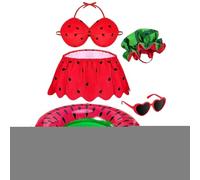 Set di anelli di nuoto estivo, outfit per animali del portico hawaiano, bikini a statua animale con occhiali da cappello, poliestere, durevole, tessuto leggero e flessibile per il percorso esterno del