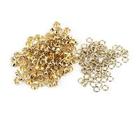 HEEPDD Set di Anelli di Tenuta per Occhielli da 100 Pezzi, Occhielli e rondelle Pianura di Colore Argento 5mm Occhielli Rivetti per Artigianato Rivestimenti in Pelle Tessuto(Oro)