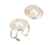 Set di anelli e ovali alla moda, sofisticati, regolabili, con polsino aperto, accessorio elegante, ornamento a mano, accessori leggeri, Misura unica, come descritto