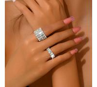 Set di anelli elastici eleganti a più file da donna, lucidi, eleganti e , un affascinante set di gioielli per da matrimonio, feste, di fine e uso