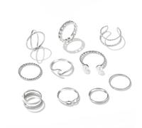 Set di anelli impilabili per nocche vintage per donna, regalo di anelli per dita con giuntura a forma d'onda placcati in argento Utile e Moda