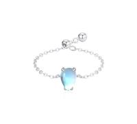 Set di anelli in argento, con pietra di luna, oro bianco 9 K, misura 45 (14,3), regalo per mamma