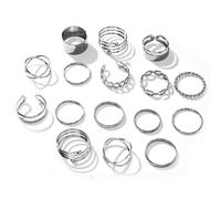 Set di anelli in argento da donna, impilabili, anelli da donna, sottili e spessi, per donne adolescenti, anelli estetici da donna per mamma, signore, ragazze, gioielli dell'amicizia, Metallo, Nessuna