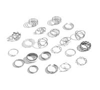 Set di anelli in argento da donna, impilabili, anelli da donna, sottili e spessi, per donne adolescenti, anelli estetici da donna per mamma, signore, ragazze, gioielli dell'amicizia, Metallo, Nessuna