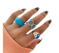 Set di Anelli in Resina Colorata di Tendenza per Le Donne Anello di Gioielli di Moda Y2K con Anello di Tai Chi del Cuore di Amore di Moda Practical