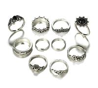 Set di Anelli Lucidi da 10 Pezzi in Stile retrò, Anello di Moda per Gioielli per Signora, Regalo di Compleanno per Ragazze, qualità Superiore e creatività Attractive