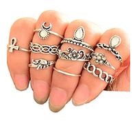 Set di anelli midi da 10 pezzi vintage retrò bohemien con impunture per le donne Ragazze Creativo e utileBella e abile.