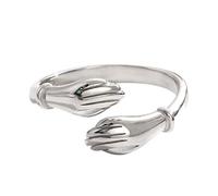 Set Di Anelli per E per Lei Anello aperto dei gioielli Regali creativi delle donne che abbracciano le articolazioni Anelli dell'anello d'amore Anelli Di Fidanzamento Taglio Radiante (Silver, One Size)