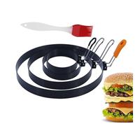 Set di anelli per uova con manico in silicone | 5 Crumpet Mould Shaper | Versatile anello per cottura a forma di uova, piastra per pancake, accessorio per grigliare uova, muffin inglesi