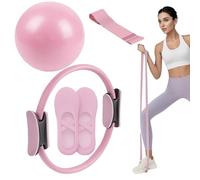 Set di anelli Pilates | 4 Pilates impostato per casa | Ring palla portatili ad anello | Equipaggiamento fitness Yoga Salling Muscle Ball | Long Resistance Bands & Grip Sock for Women (Socks Random)