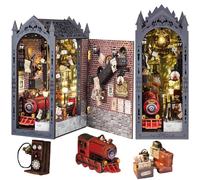 Set di angoli per libri fai da te, puzzle in legno 3D, decorazione per casa delle bambole con LED fai da te, set per hobby, stazione regalo Magique