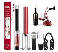 Set di apertura del vino, set di apribottiglie 4 in 1 con pompa ad aria, tagliacapsule, aeratore, versatore e tappo sottovuoto, kit facile da usare con manico in lega di alluminio, ideale per gli
