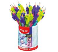 Maped - 22 matite grafite HB + guida dita coniglio e camaleonte Kidy Learn - punta gomma - ideale per imparare la scrittura - da 3 anni