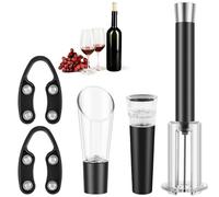 Set di apribottiglie per vino con pompa ad aria compressa, con tagliacapsule, versatore per vino, tappo sottovuoto, cavatappi, cavatappi, apribottiglie per feste, barbecue, regalo di compleanno per