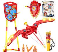 Set di Arco e Frecce 2-in-1 per Bambini, Gioco di Tiro con Arco e Scudo, 1 Arco Luminoso, 10 Frecce con Ventose e Carquois, 1 Bersaglio Inclinabile, Regalo Perfetto per Ragazzi e Ragazze