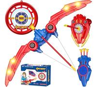 Set di Arco e Frecce 3-in-1 per Bambini, Gioco di Tiro con Arco con Scudo, 2 Archi Luminosi, 10 Frecce con Ventose e 1 Bersaglio, Regalo Ideale per Bambini e Bambine dai 3+ Anni